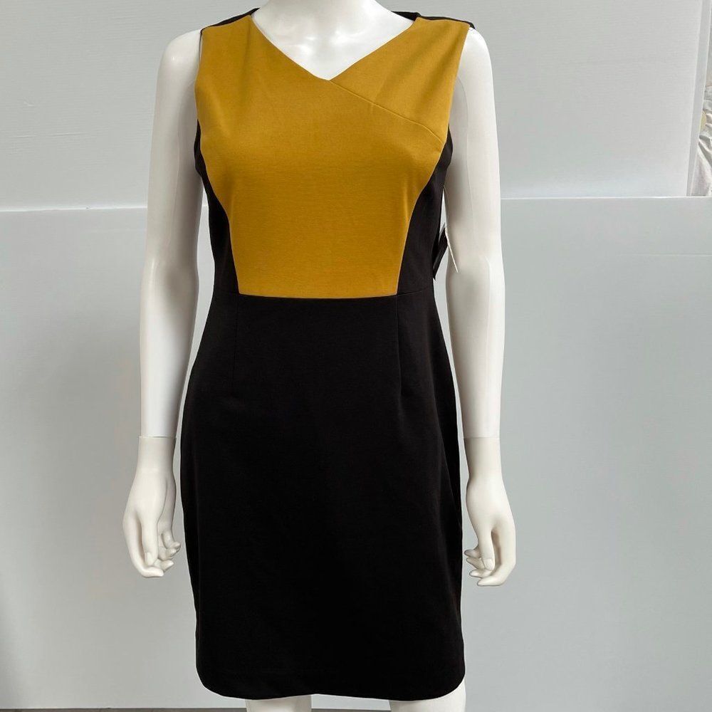 Kasper Womens Color block Sleeveless Sheath Dress